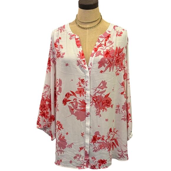 NYDJ Floral Loose Fit Top Women size 2XL XXL - Picture 1 of 9